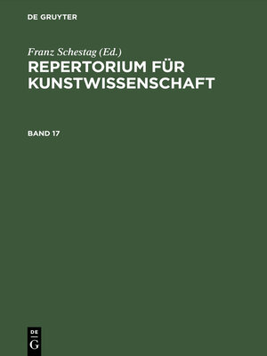 cover image of Repertorium für Kunstwissenschaft. Band 17